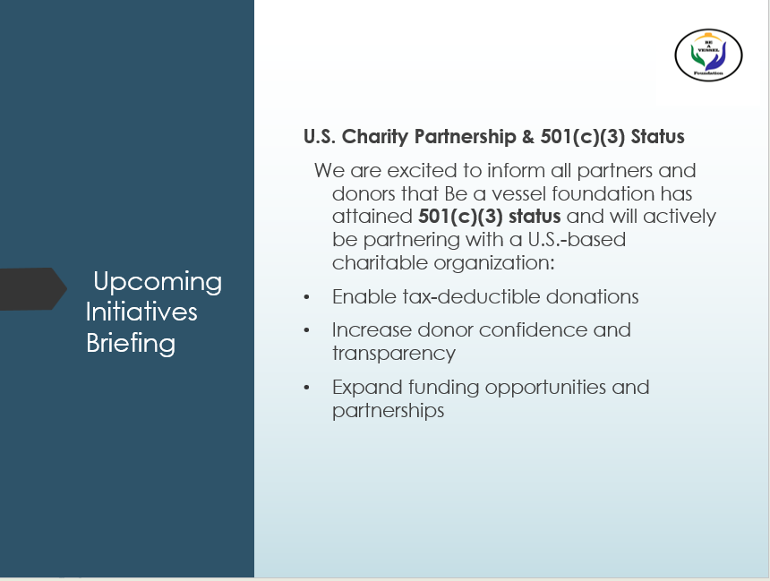 Be a Vessel Foundation Receives 501(c)(3) Status  